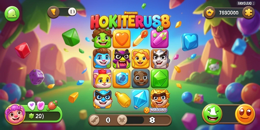 Tampilan gameplay HOKITERUS88 yang seru dalam menyusun kombinasi permata.