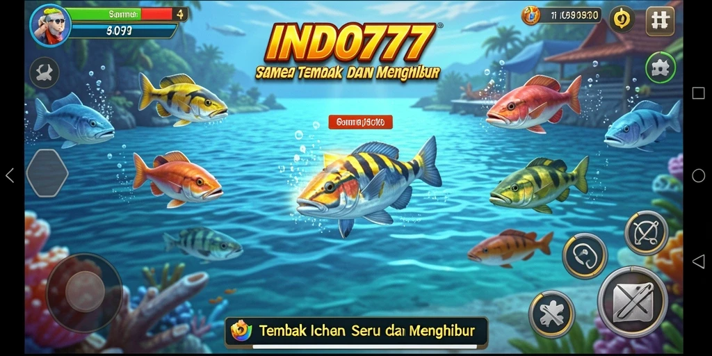 Tampilan gameplay INDO777 dengan aksi menembak ikan yang seru.
