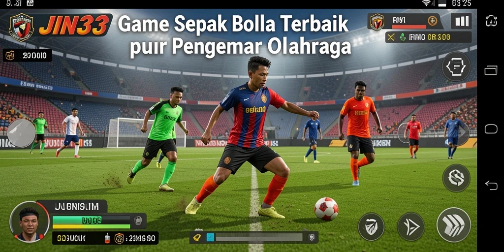 Tampilan gameplay yang mendebarkan dalam JIN33 dengan aksi sepak bola langsung.
