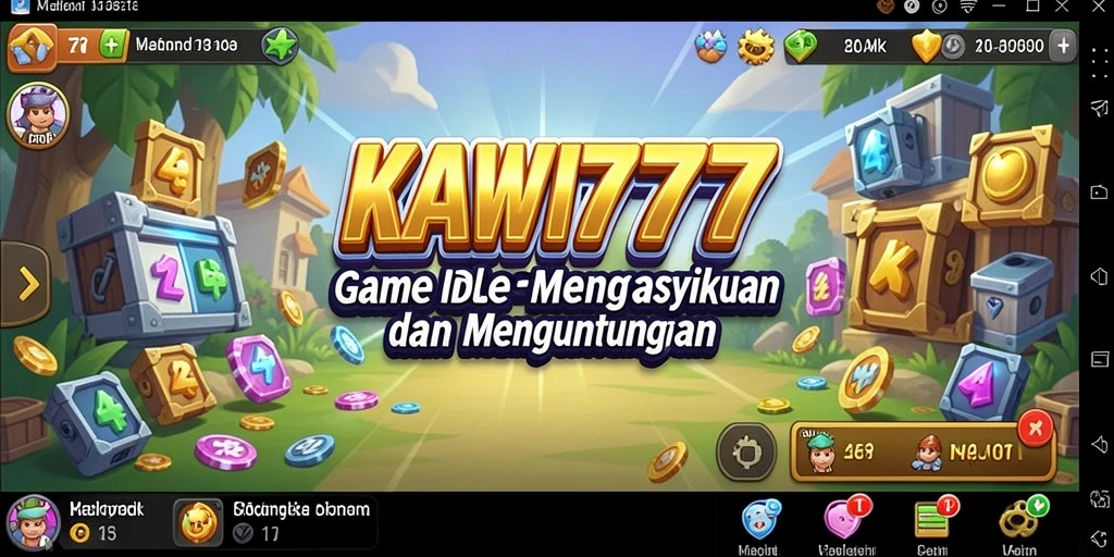 Screenshot utama KAWI777 menampilkan karakter sedang mengumpulkan sumber daya.