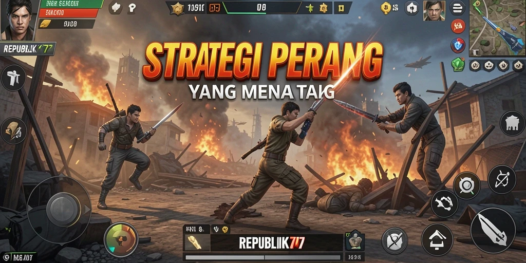 Tampilan gameplay seru dalam REPUBLIK77 saat pertempuran berlangsung.